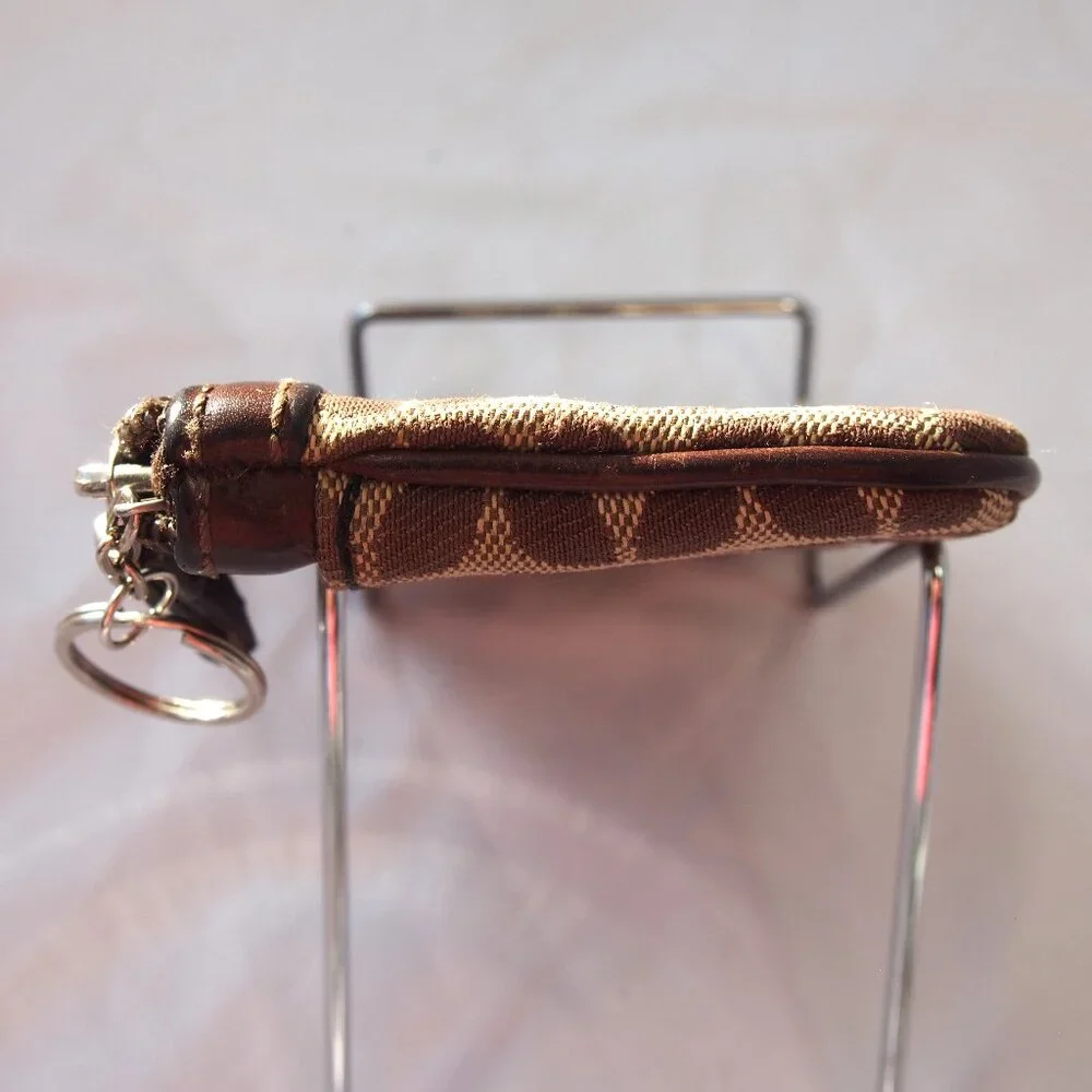 Fossil Signature Brown Zip Cardholder/Keychain, Y2k